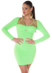 Sexy fine rib mini dress with cut outs neongreen Einheitsgroesse