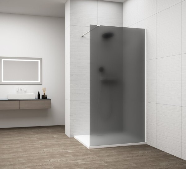 POLYSAN - ESCA WHITE MATT jednodielna sprchová zástena na inštaláciu k stene, dymové matné sklo, 700 ES1470-03
