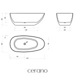 CERANO - Vaňa akrylátová Unica - voľne stojaca - biela matná - 170x80x58 CER-8050BD7932