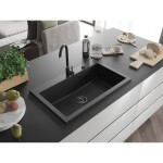 MEXEN/S MEXEN/S - Elix granitový drez 1-miska 800 x 500 mm, čierna/strieborná metalík, sifón čierna 6527801005-73-B