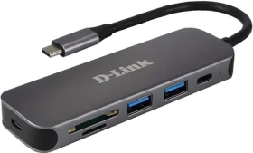 D-Link DUB-2325 sivá / USB-C hub / 6v1 / HDMI / 2x USB-A / USB-C PD / SD/microSD čítačka (DUB-2325)