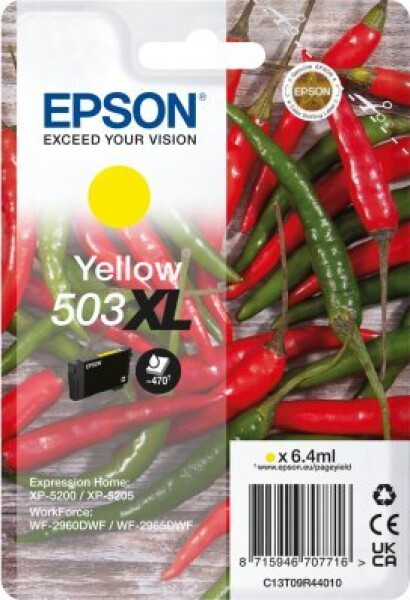 Epson Epson 503XL Singlepack - 6.4 ml - XL - Gelb - original - Blister mit RF- / akustischem Alarmsignal - Tintenpatrone - fur Expression Home XP-5200, XP-5205, WorkForce WF-2960DWF, WF-2965DWF