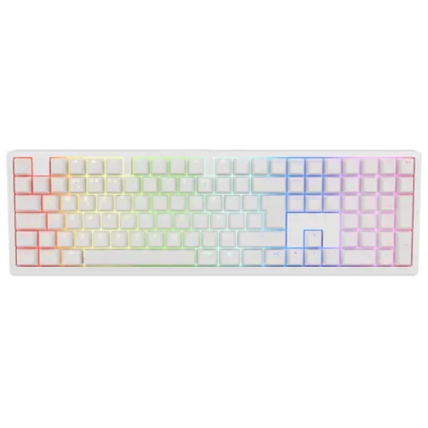 Ducky Zero 6108 Cherry MX2A-Blue biela / herná klávesnica / mechanická / bezdrôtová / 2.4 GHz / USB-C / Bluetooth / US (DKZE2408ST3-CCUSPDOECL2WW1)