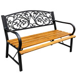 Mamido Záhradná kovová lavička s drevom pre 2 osoby