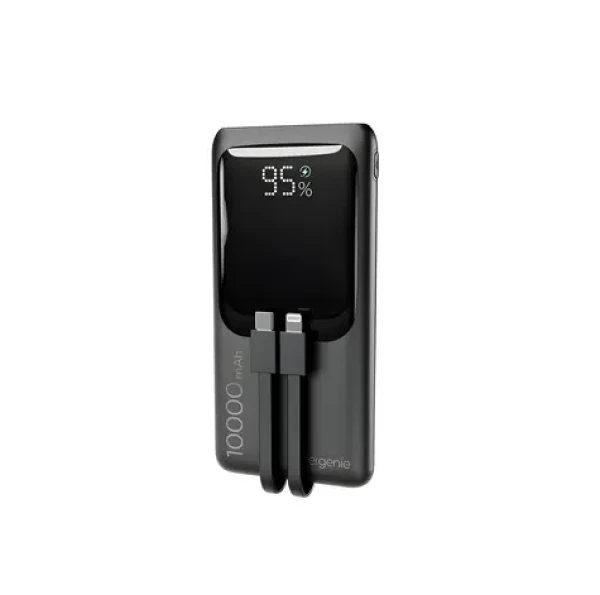 Gembird Powerbank 10000 mAh integrované káble čierna / Powerbanka / USB-C vstup / USB-A, USB-C výstup / 20 W PD (PB10-PD20-LCD-01)