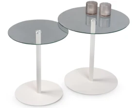 Sada 2 stolíkov Lia, biela/sklo%