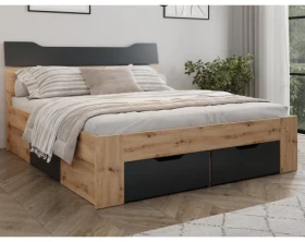 Posteľ s úložnými zásuvkami Asko 180x200 cm, dub artisan/antracit%
