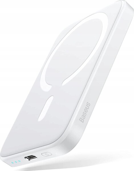 Baseus OS-Baseus Magnetic Mini Air Wireless Fast Charge Power Bank 6000mAh 20W Stellar White（With Simple Series Charging Cable Type-C to Type-C (20V/3A) 30cm White)