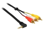 DeLock Jack 3,5 mm 90° 3x Cinch čierny / Audio kábel / 1,5 m (84504)