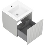 MEXEN/S - Rivel kúpeľňová skrinka 45 cm s umývadlom Otis, 1 šuplík, reliéf, šedá mat/biela mat 91A20-04547-1-BF62-W18M01