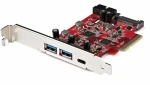 StarTech PCIe karta 5x USB 10Gbps červená / Radič USB / PCIe / USB 3.2 Gen 2 / 2x USB-A + 1x USB-C (PEXUSB312A1C1H)