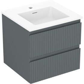 MEXEN/S - Rivel kúpeľňová skrinka 50 cm s umývadlom Otis, 2 zásuvky, reliéf, grafit mat/biela mat 91A20-05047-2-BFF66-W18M01