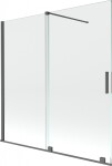 MEXEN/S - Velar Dvojkrídlová posuvná vaňová zástena 160 x 150, transparent, šedá kartáčovaná 896-160-000-01-66