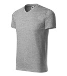 Ťažké tričko s výstrihom do V unisex tmavo šedá modrá 3XL