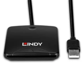 Lindy Čítačka čipových kariet USB 2.0 čierna / Čítačka čipových kariet / Rýchlosť čítania 480 MB/s / Dĺžka kábla 1,2 m (43407)