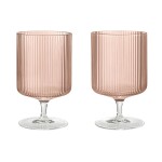 Ferm Living Sklenice na víno Ripple Blush 270 ml – set 2 ks