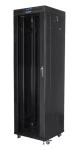 Lanberg FF01-6642-12BL čierny / Stojanový rozvádzač / 19" / 42U / 600x600 mm / sklenené dvere / LCD / Flat pack (FF01-6642-12BL)