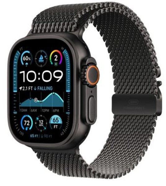 Apple Watch Ultra 2 GPS+Cellular 49mm Čierne titánové telo - Čierny titánový milánsky ťah (S) / 130-160 mm (MX4W3)