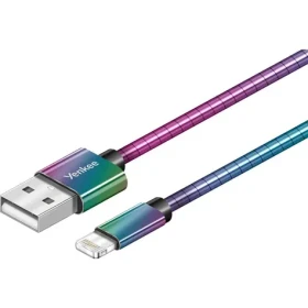 YENKEE YCU 651 USB 2.0 na Lightning kábel dúhová / dĺžka 1m / oceľový oplet kábla / 2.4A (8590669292295)