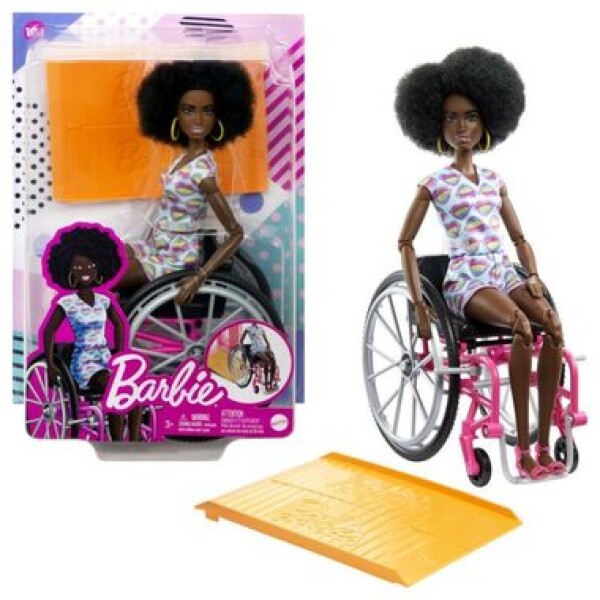 Mattel HJT14 Barbie Modelky (Fashionistas) - Modelka na invalidnom vozíku v overale so srdiečkami