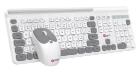 C-tech QUALLIS WLKMC-05 biela / Bezdrôtový set klávesnice a myši / 2,4 GHz / CZ/SK (WLKMC-05W)