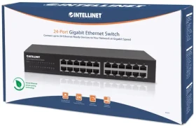 Intellinet 24portový Gigabit switch čierna / Switch / 24× RJ-45 10/100/1000 / Rack 19" / Desktop / Kov / 48 Gbit / s (561273)