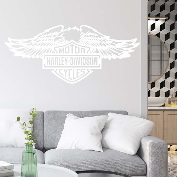 Veselá Stena Samolepka Harley Davidson orol Farba: bílá, Veľkosť: 100 x 43 cm