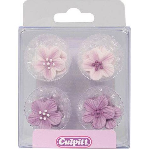 Cukrová ozdoba fialová květina 12 ks 3 cm - Culpitt - Culpitt