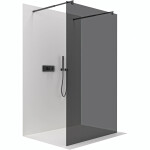CERANO - Sprchová zástena Walk-in Onyx Duo Ľ/P - 8 mm - okrúhla vzpera - čierna matná, grafitové sklo - 80x200 CER-8050BD2355