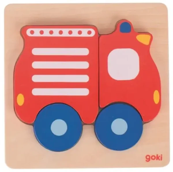GOKI Drevené vkladacie puzzle Hasičské auto