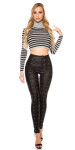 Sexy KouCla highw.leatherlook trousers with lacing black XL