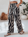 Dámske pruhované nohavice so širokými nohavicami ZEBRAVIBE UY2653 béžovo-čierne – FashionStreet XL