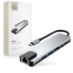 Tech-Protect HB02 šedá / USB-C húb 6v1 / HDMI 4K/30Hz / RJ45 / PD 100W