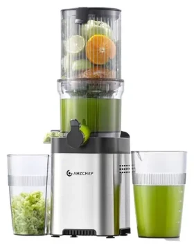 AMZCHEF CE-ZM1902M-SV strieborná / Pomalý odšťavovač / Hands-Free / 118 mm plniaci otvor / spätný chod (CE-ZM1902M-SV)