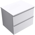 CERANO - Kúpeľňová skrinka Velora - biela matná, úchytka chrómová + doska pod umývadlo Navira Slim - 18 mm - 70x54,8x46,5 CER-664735
