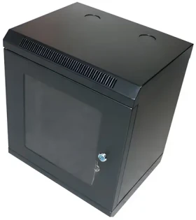 Xtendlan Skriňa 10" 12U 280×350 mm čierna / Nástenný rozvádzač / presklené dvere (WT-12U-2835-BLACK)