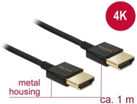 Delock Kábel HDMI s Ethernetom - HDMI-A samec gt; HDMI-A samec 3D 4K 1 m čierna / Slim Premium (84771-D)