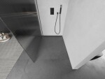 MEXEN/S - Kioto Sprchová zástena WALK-IN 110 x 200, prúžky 8 mm, grafit kartáčovaná 800-110-101-66-09