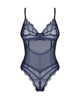 Dámske body Nightly Blue Crotchless Teddy dark blue - Obsessive M/L