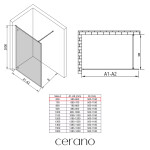 CERANO - Sprchová zástena Walk-in Moreli Ľ/P - 8 mm - čierna matná, transparentné sklo - 60x200 CER-417596