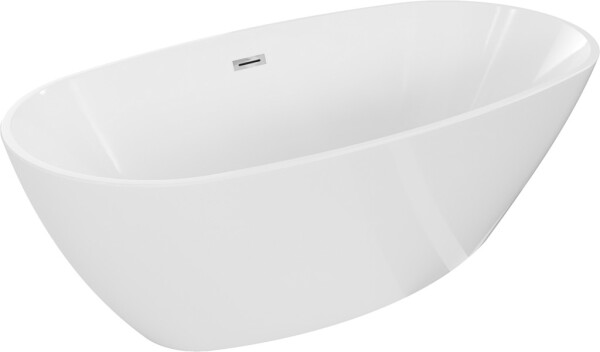 MEXEN/S - Eris voľne stojaca vaňa 155 x 80, biela, sifón a prepad chróm 53441558000-01