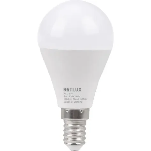 Retlux RLL 635 G45 E14 mini Globe 8W / 1080 lm / 3000K - teplá biela / D (8590669358151)