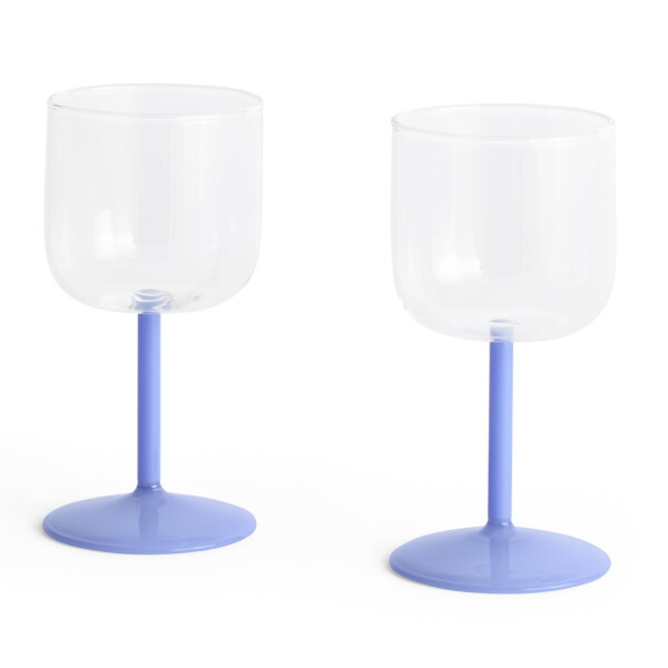 HAY Pohár na víno Tint Clear/Jade Light Blue – sada 2 ks