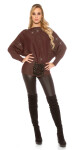 Trendy KouCla glitter bat jumper with lacing Einheitsgroesse