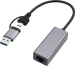 Gembird A-USB3AC-LAN2G-01 sivá / Sieťový adaptér / USB-C + USB-A / RJ-45 2,5 Gbit/s (A-USB3AC-LAN2G-01)
