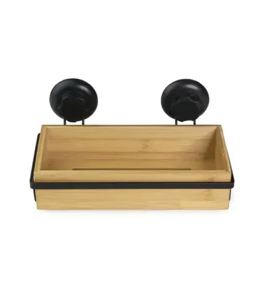 Compactor Bestlock SPA Bamboo čierna / Bambusová polička na kúpeľňové doplnky na stenu s prísavkou (RAN10211)