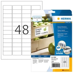 Herma Etikety extrémne priľnavé 45,7x21,2 mm / Etikety / A4 / biele / 1200 ks / 25 listov (10902)