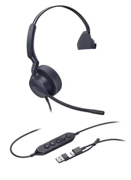 Yealink UH44 Mono (MS Teams) čierna / Mono náhlavná súprava / mikrofón / USB-C USB-A / kábel 2,15 m (UH44MonoTeamsUSB-C/A)