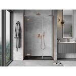 MEXEN/S - Mist-H L sprchové dvere krídlové ľavé 130, transparent, meď kartáčovaná 8A5L-130-001-65-00-L