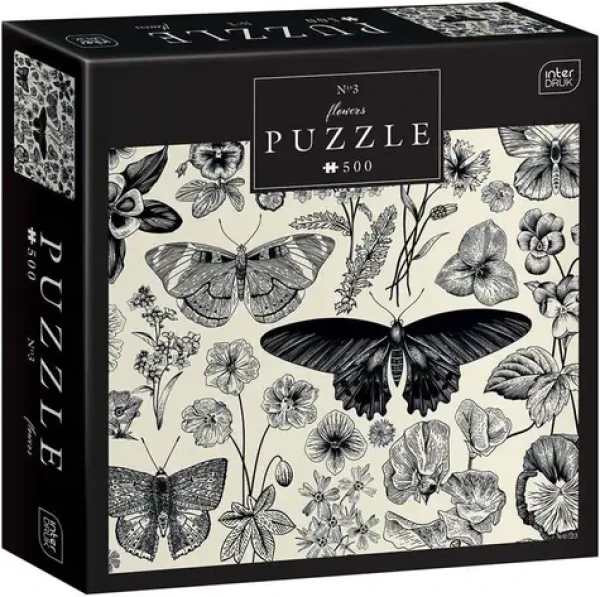 INTERDRUK Puzzle Flowers: Motýle a kvety